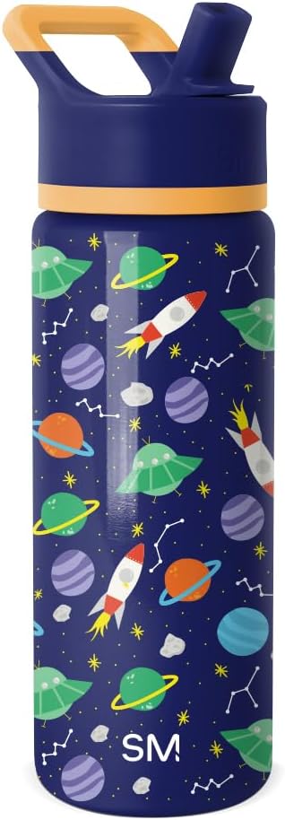 Simple Modern Kids Summit Water Bottle with Straw Lid | 18oz Stainless Steel Cup Insulated Tumbler for Boys, Girls, School | Outer Space