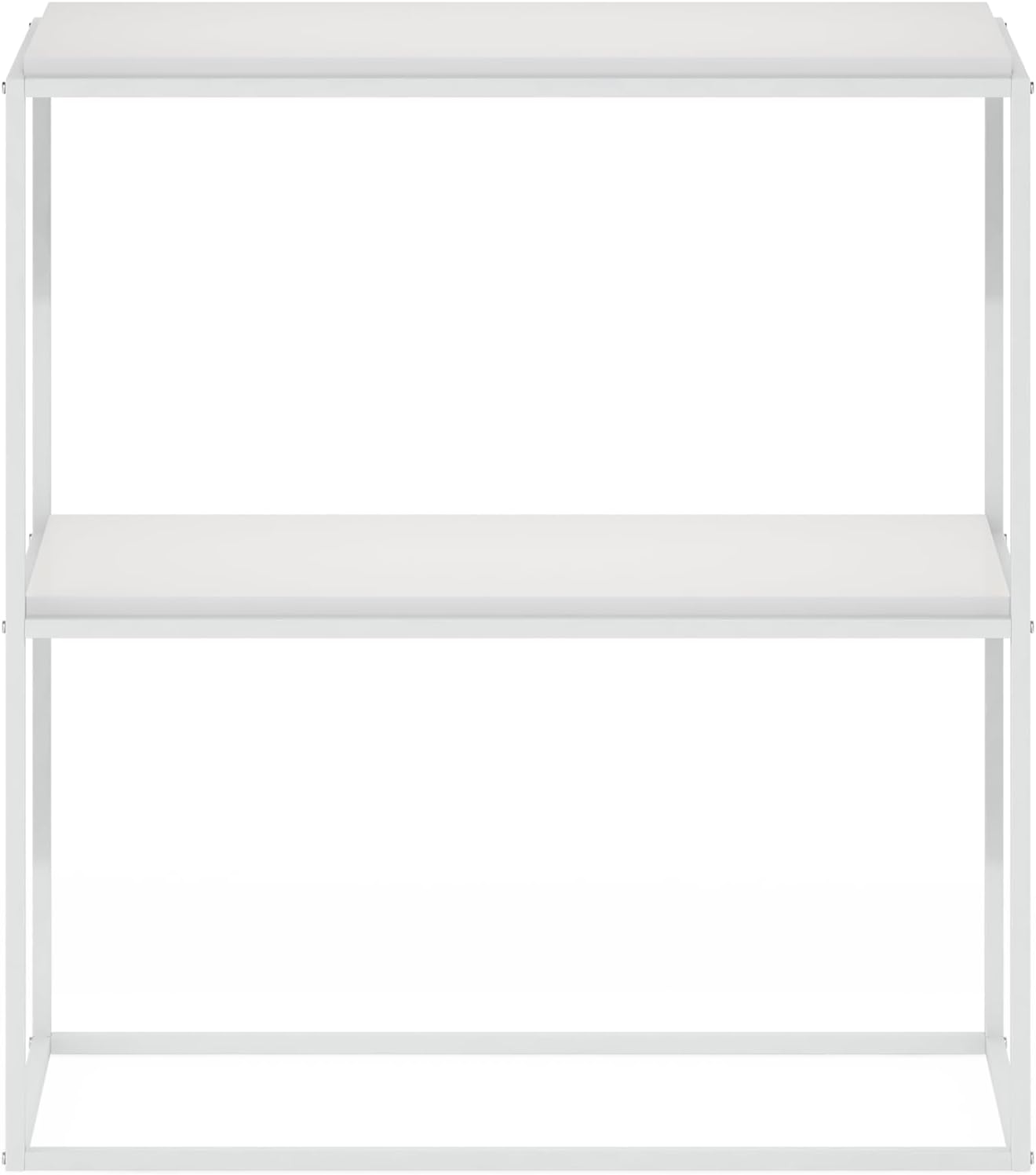 Furinno Moretti Modern Lifestyle Wide Stackable Shelf, 2-Tier, Solid White/White