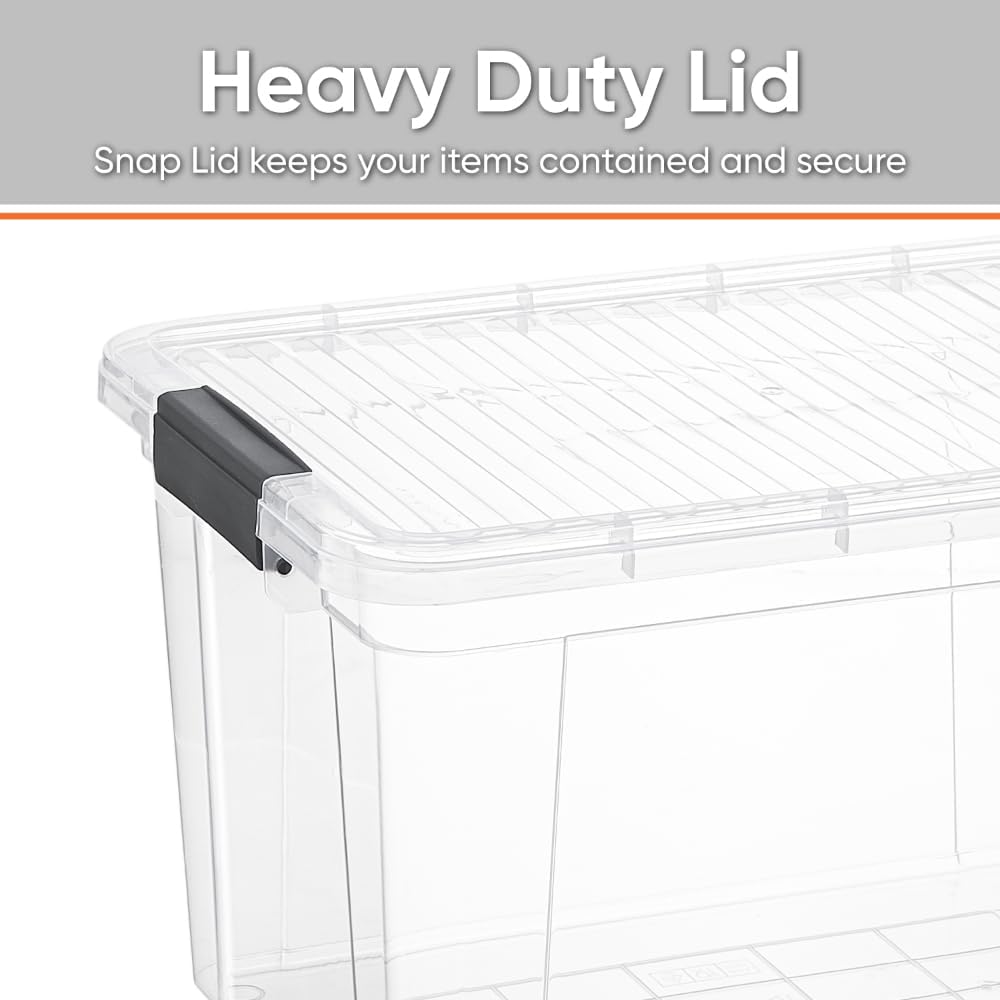 Superio Clear Storage Box with Lid, Plastic Container Bin for Organizing, Stackable Crate, BPA Free, Non Toxic, Odor Free, Organizer for Home, Office, School, and Dorm (14.7 Qt (Deep)