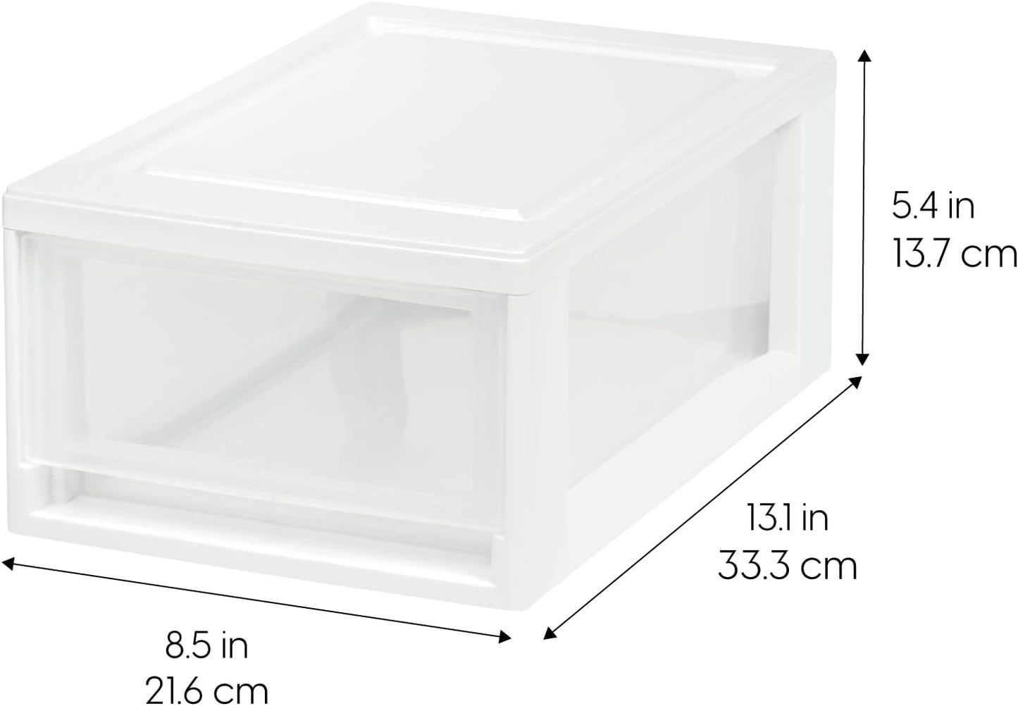 IRIS USA 6 Qt. Small Plastic Stacking Drawer, Stackable Storage Organizer Unit with Sliding Drawer for Bedroom Kitchen Under Sink Pantry Craft Room Dorm Office, White, 8-Pack