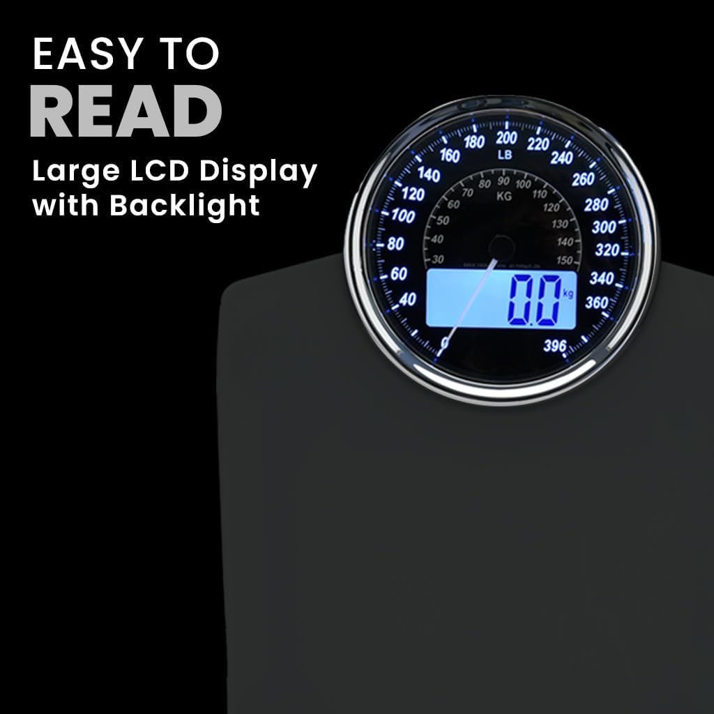 EILISON Highly Advance 2-in-1 Digital & Analog Weighing Scale for Body Weight-400lbs, 4 High Precison GX Sensor Accurate, Thick Tempered Glass, Extra Large Display (White)