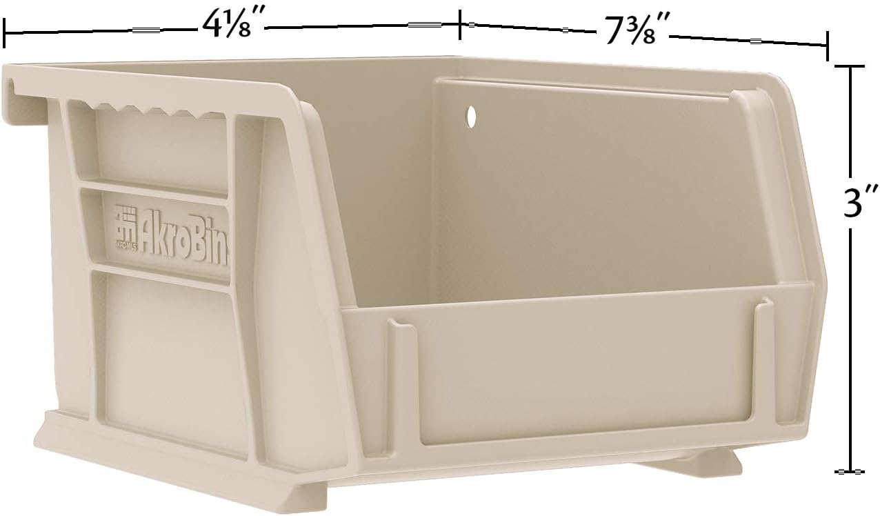 Akro-Mils 30220 AkroBins Plastic Storage Bins, Space-Saving Stackable Bins for Garage, Pantry, Craft Organization, 7-Inch x 4-Inch x 3-Inch, Green, 24-Pack