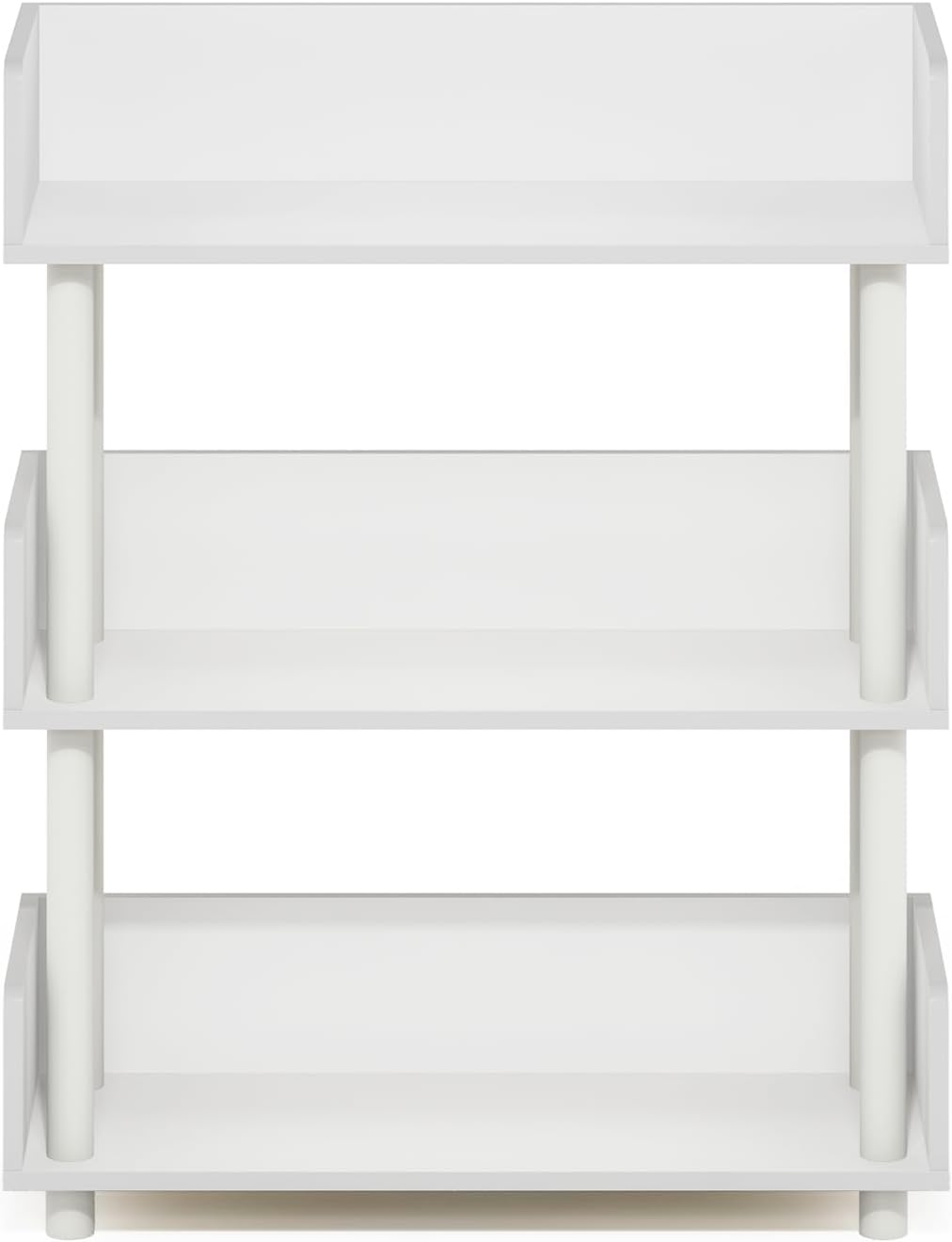 Furinno Turn-N-Tube 3-Tier Display Shelf, Storage Shelves, Book Shelf, Open Shelves with Rounded Corner Top Edges, for Organization and Storage, Living Room, Home Office, White