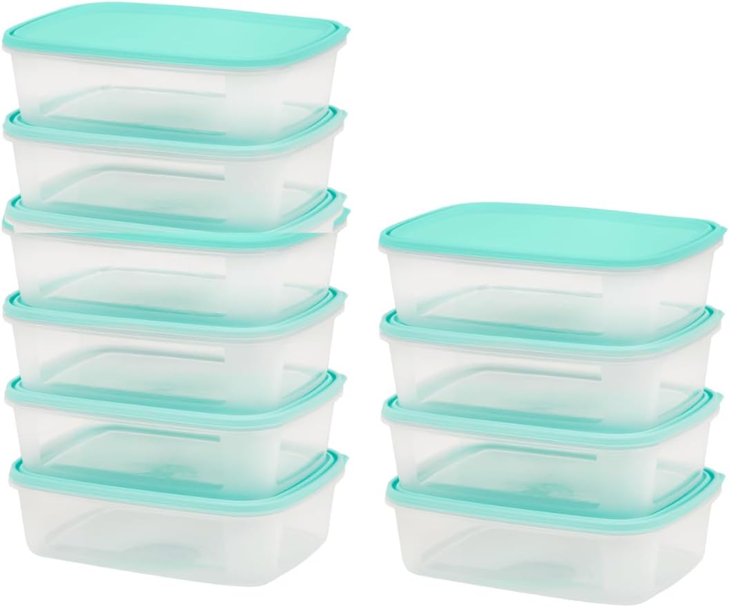 10 Pack To Go Food Storage Containers | Medium Size Rectangular Food Storage That Holds up to 35 Ounces of Food, Solids, or Liquids 35oz (4.22 cups) Leak Proof Microwave Freezer Dishwasher Safe