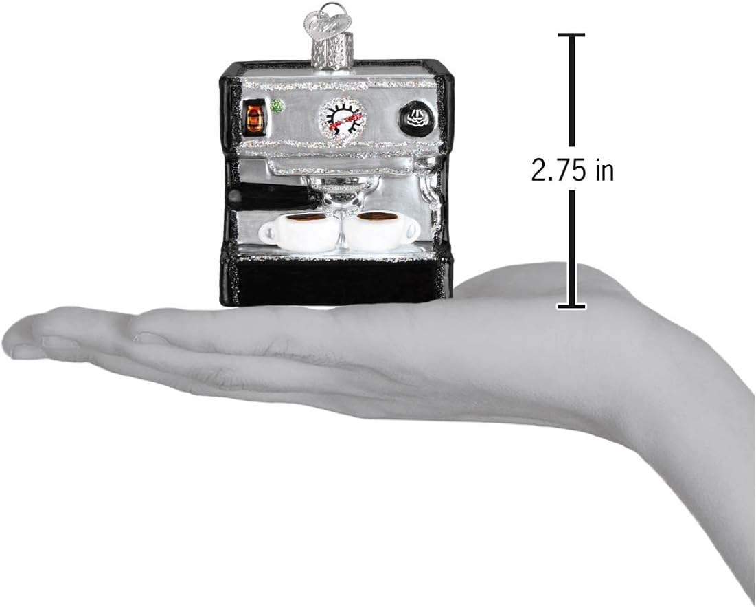 Old World Christmas Espresso Machine Glass Blown Ornament for Christmas Tree, Handcrafted Holiday Decoration, Coffee Collection