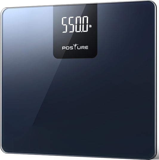 Posture 550lb Capacity Digital Bathroom Scale High Precision Body Weight Scale Extra Wide Platform Large LED Display, and Durable 8mm Tempered Glass Platform for Home