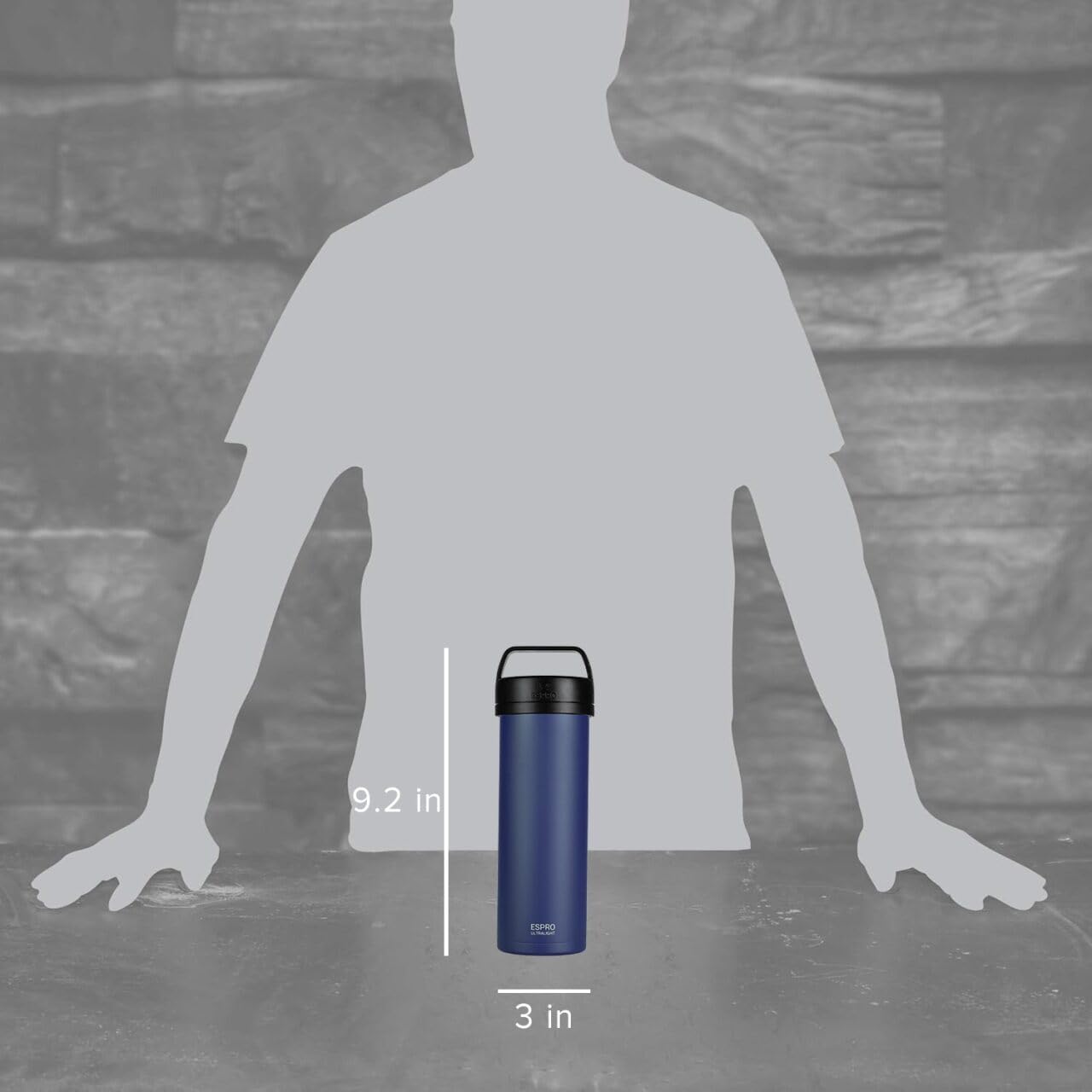 ESPRO P0 Ultralight French Press Coffee Maker for Travel, Vacuum Insulated Stainless Steel, 16 Ounces, Aegean Blue