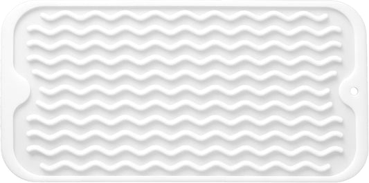 Silicone Dish Drying Mat for Multiple Usage,Easy clean,Eco-friendly,Heat-resistant Silicone Mat for Kitchen Counter or Sink,Refrigerator or Drawer Liner White S 12 inches x 6 inches