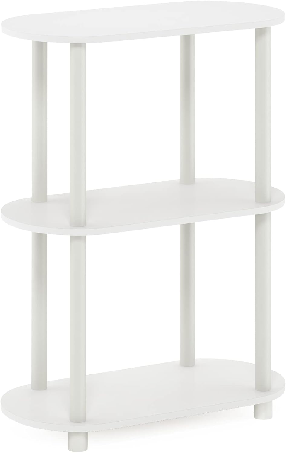 Furinno Turn-N-Tube No Tools 3-Tier Modern Oval Side Display Rack, White/Virgin White