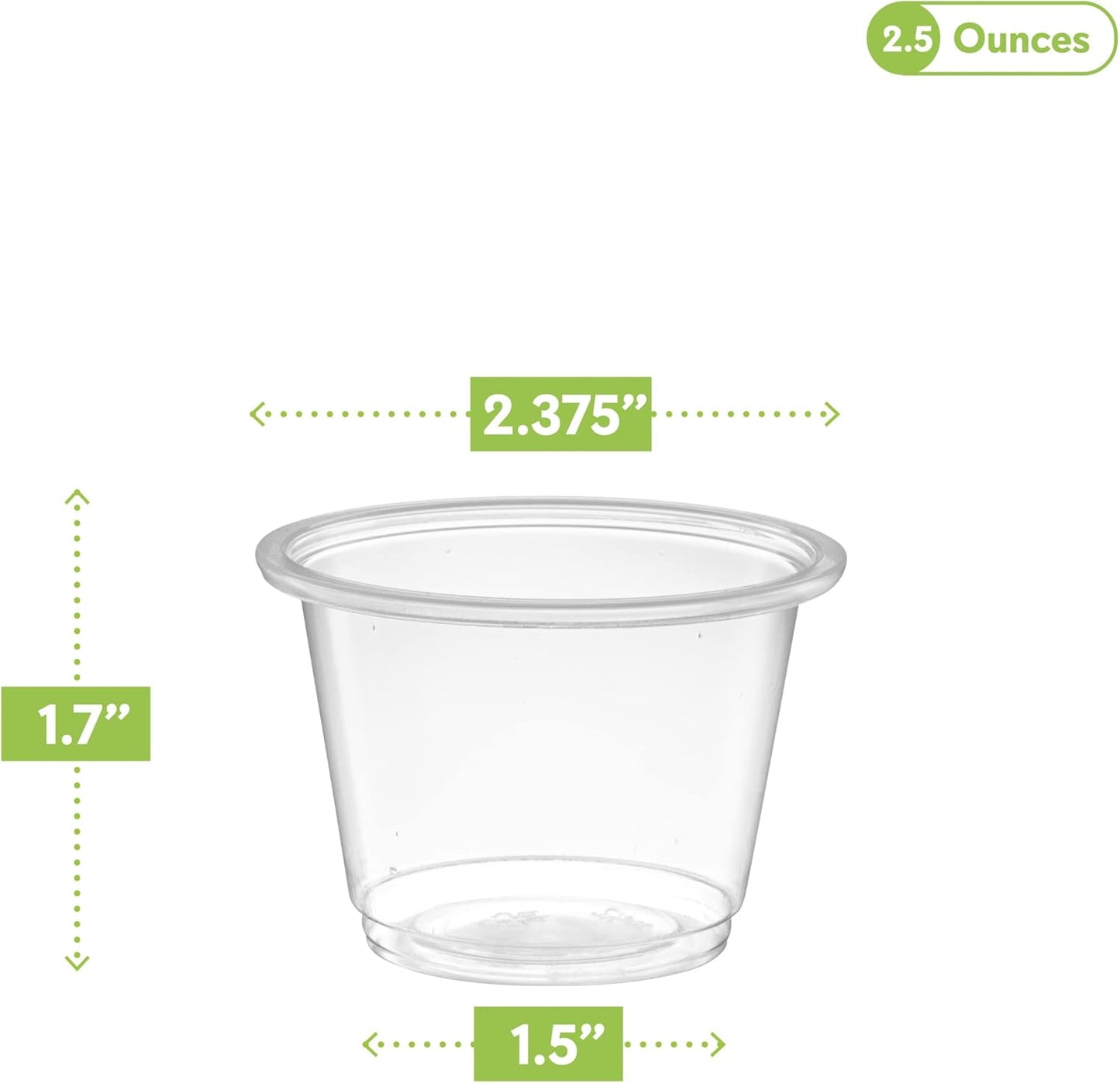 {2.5 oz,200 Cups} Clear Diposable Plastic Portion Cups No Lids, Small Mini Containers For Portion Controll, Jello Shots, Meal Prep, Sauce Cups, Slime, Crafts, Disposable Souffle Cups & Much more