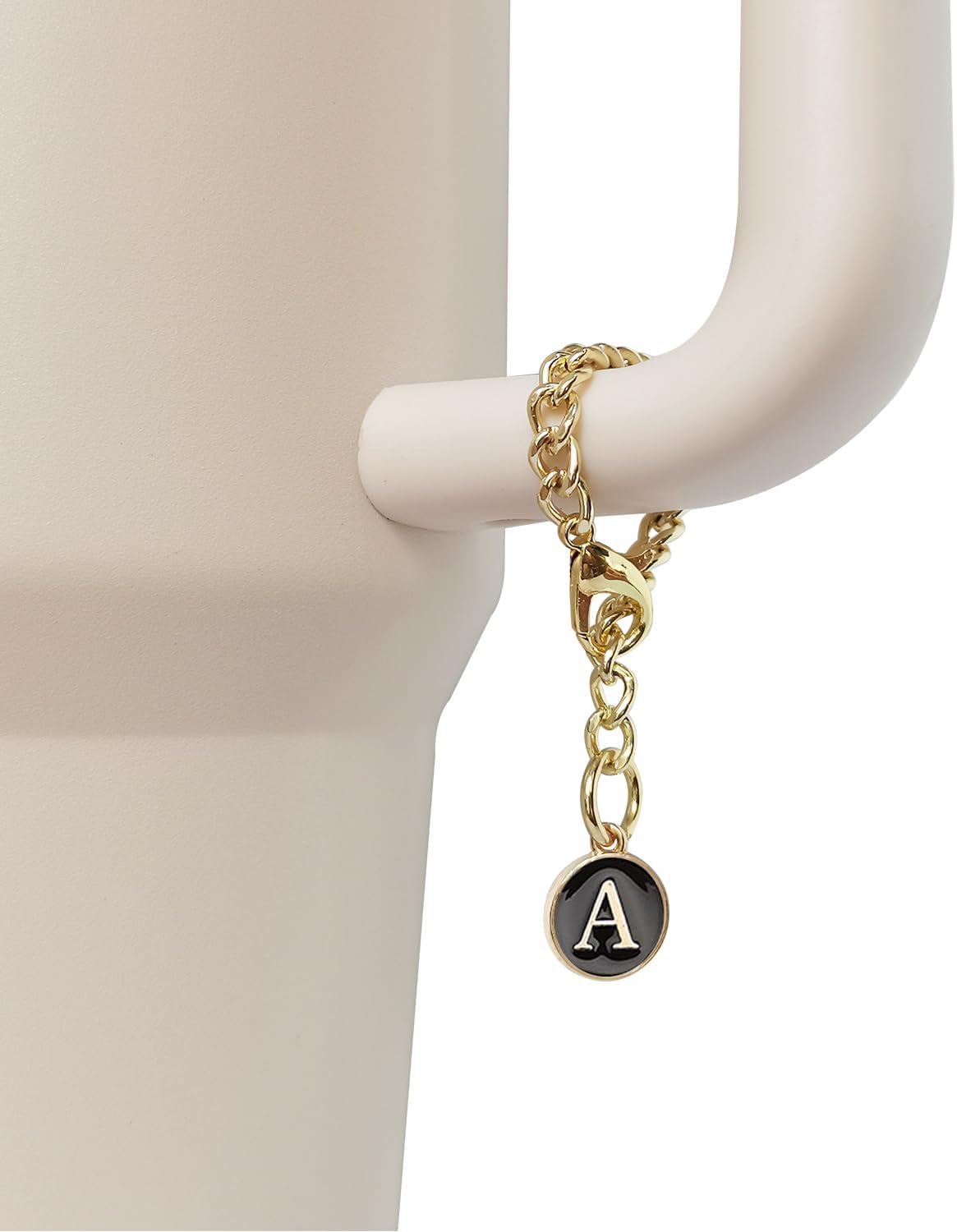 Stanley Cup Accessories, 1pc Flower Straw Cover Silicone Straw Topper for Stanley 30&40 oz Tumbler with Handle and 1pc Initial Letter Charm for Cup (Letter A)