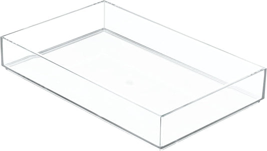 iDesign Clear Drawer Organizer, Plastic Tray for Makeup Storage on Bathroom Vanity, Dresser or Desk