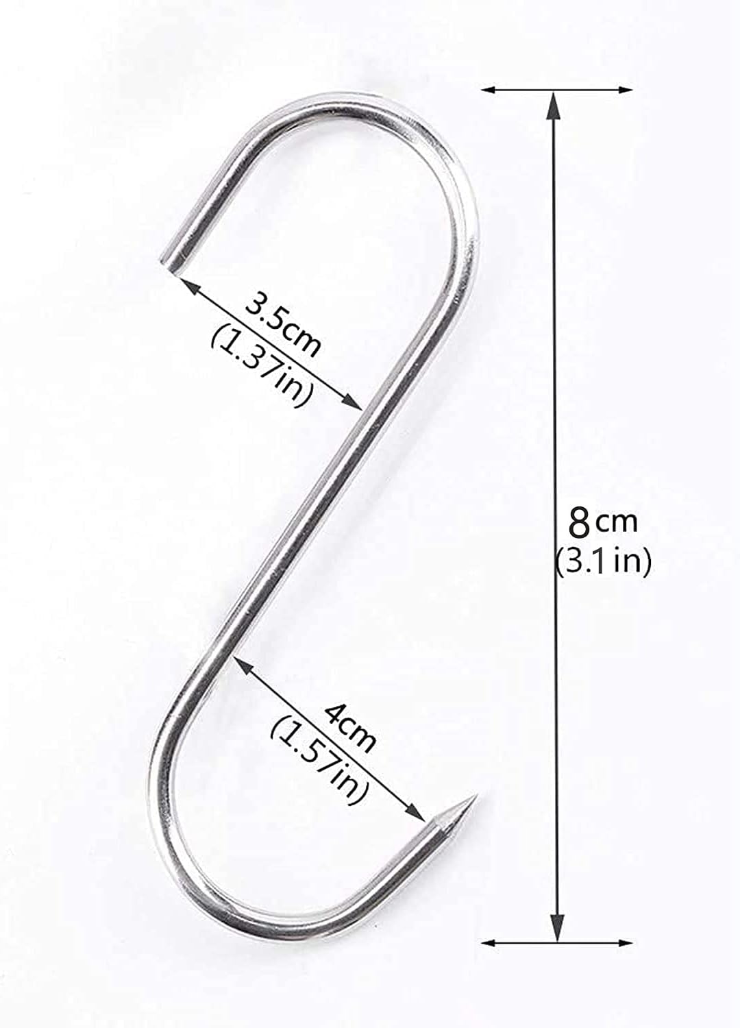 ARTOYS Meat Hooks 3''4mm(10Pack), SUS304 Stainless Steel Butcher Hook Smoking Hooks, Meat Processing for Hanging, Drying, BBQ, Grilling Sausage Chicken Beef Hook Tool