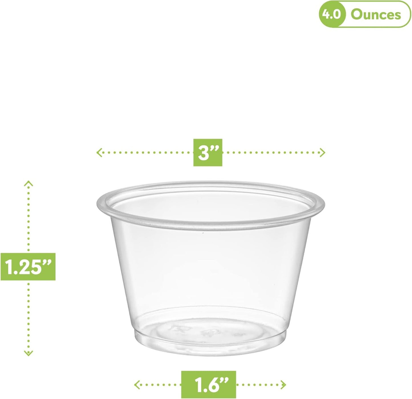 {4 oz,200 Cups} Clear Diposable Plastic Portion Cups No Lids, Small Mini Containers For Portion Controll, Jello Shots, Meal Prep, Sauce Cups, Slime, Crafts, Disposable Souffle Cups & Much more