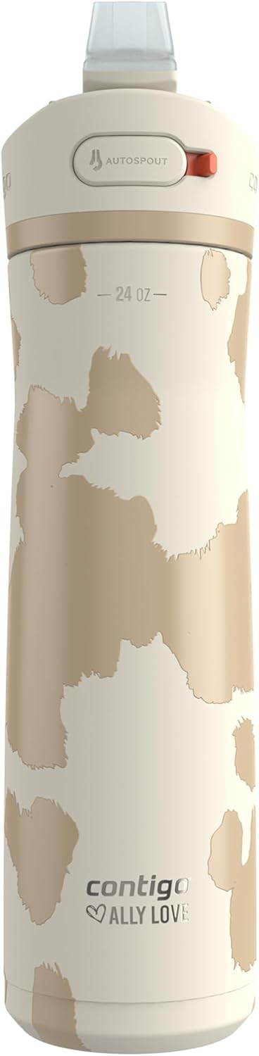 Contigo x Ally Love Jackson Chill 2.0, Stainless Steel, Spill Proof Water Bottle with AutoPop Lid, BPA Free, 24oz, Oatmilk
