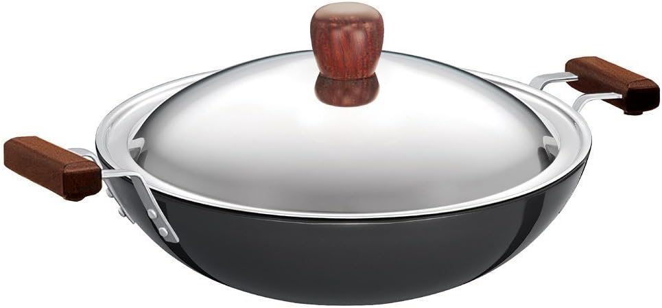 Hawkins Futura 3.75 Litre Deep Fry Pan, Hard Anodised Kadai with Stainless Steel Lid, Flat Bottom Kadhai, Black (AD375S)