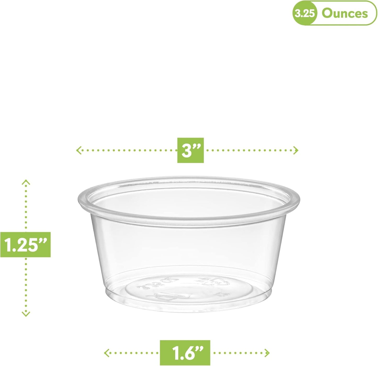 3.25 oz - 200 Cups Clear Disposable Plastic Portion Cups No Lids, Small Containers For Portion Controll, Jello Shots, Meal Prep, Sauce Cups, Slime, Condiments, Medicine, Dressings,
