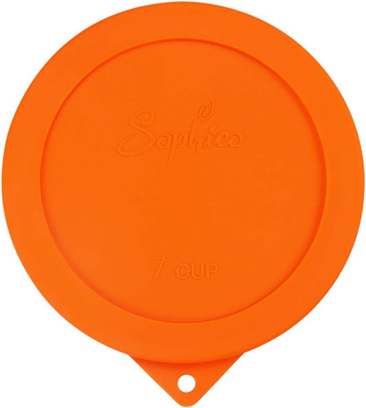 Sophico Round Silicone Storage Cover Lids Replacement for Anchor Hocking and Pyrex 7402-PC 6/7 Cup Glass Bowls (Container not Included) (Orange - 1 pack)