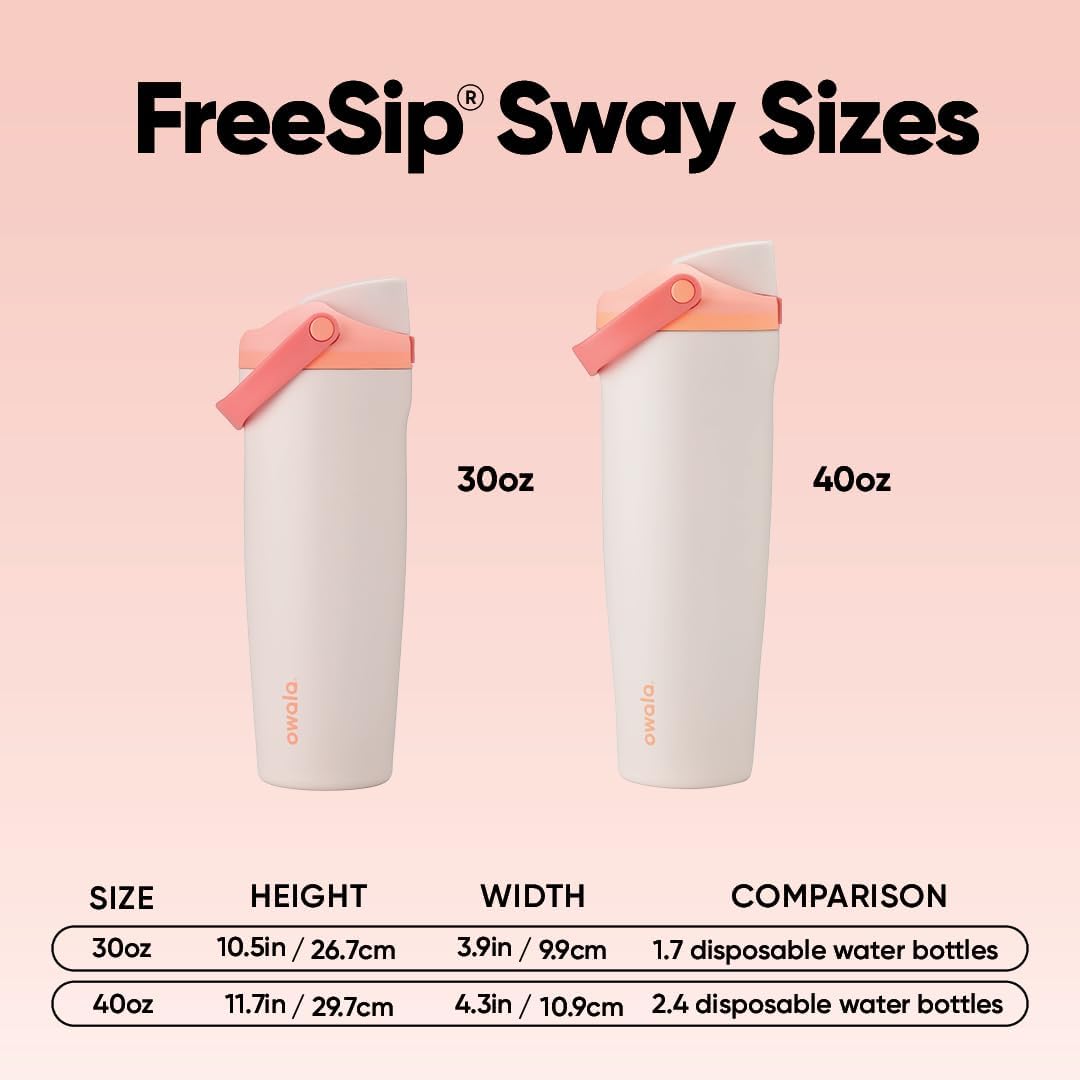 Owala FreeSip Sway - Stainless Steel-40-oz.-Orange/Tan(Sparkling Sherbet)