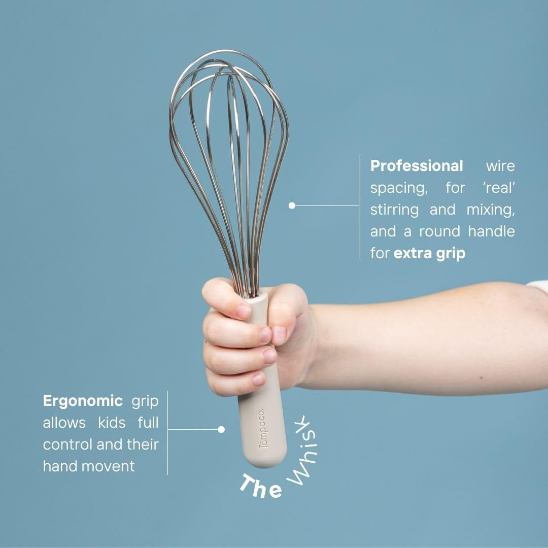 Tampoco Real Kids Cooking & Baking Set – Montessori Kitchen Tools for Real Cooking with Food-Safe Silicone Utensils – Functional & Fun Gift for Young Chefs
