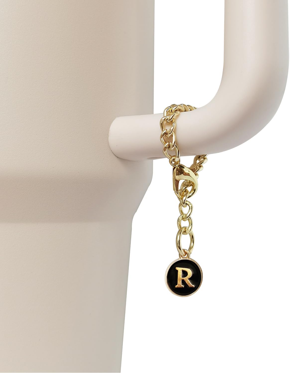 Stanley Cup Accessories, 1pc Flower Stanley Straw Cover Silicone Straw Topper for Stanley 30&40 oz Tumbler with Handle and 1pc Initial Letter Charm for Stanley Cup (Letter R)