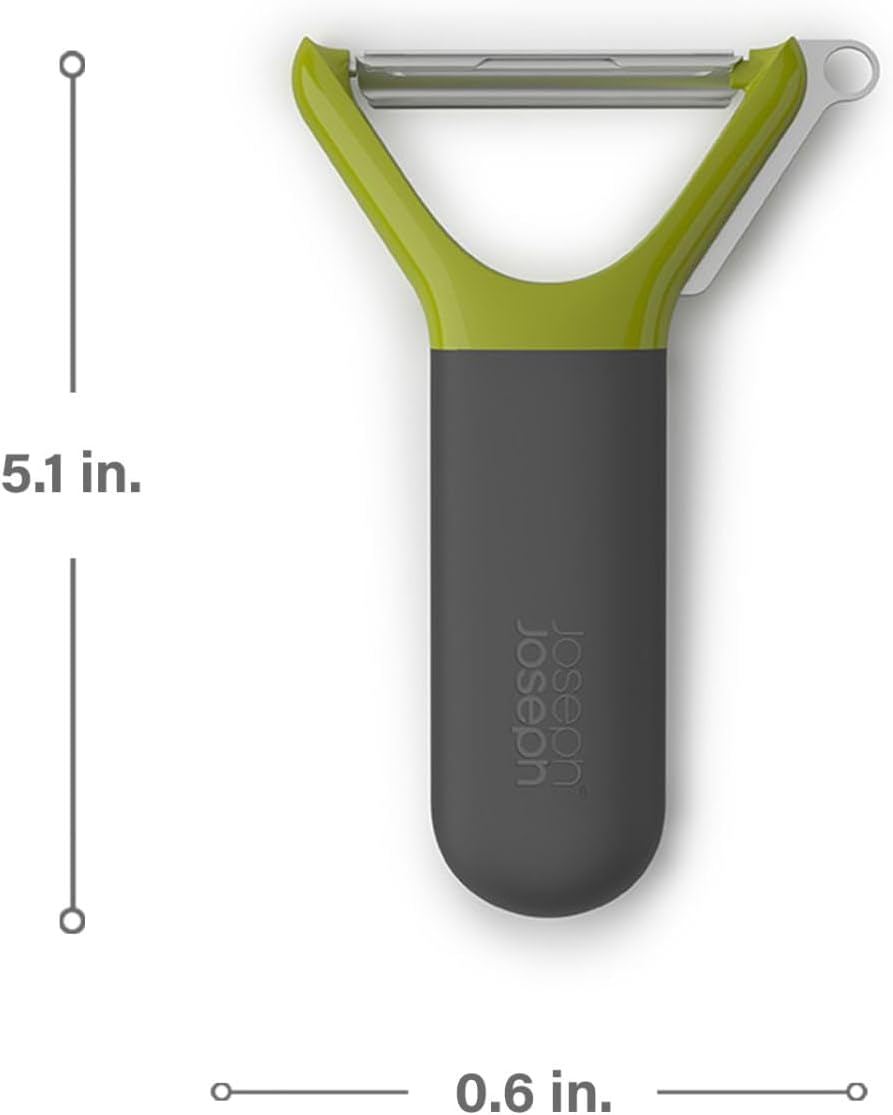 Joseph Joseph Multi-Peel Y-shaped Peeler Easy Grip Handles Stainless Steel Blade for Kitchen Vegetable Fruit, Light Green