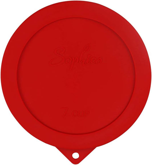 Sophico Round Silicone Storage Cover Lids Replacement for Anchor Hocking and Pyrex 7402-PC 6/7 Cup Glass Bowls (Container not Included) (Red - 1 pack)