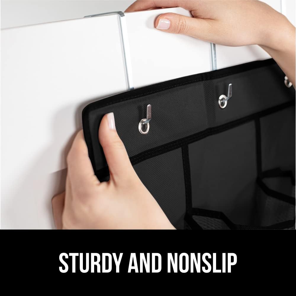 GORILLA GRIP Over the Door Shoe Organizer, 2 Pack, 24 Breathable Mesh Pockets, Space Saving Hanging Storage Holder, Closet Rack Hanger Holds Up to 40 lbs, Hangs on Closets, Shoes, Accessories, Black