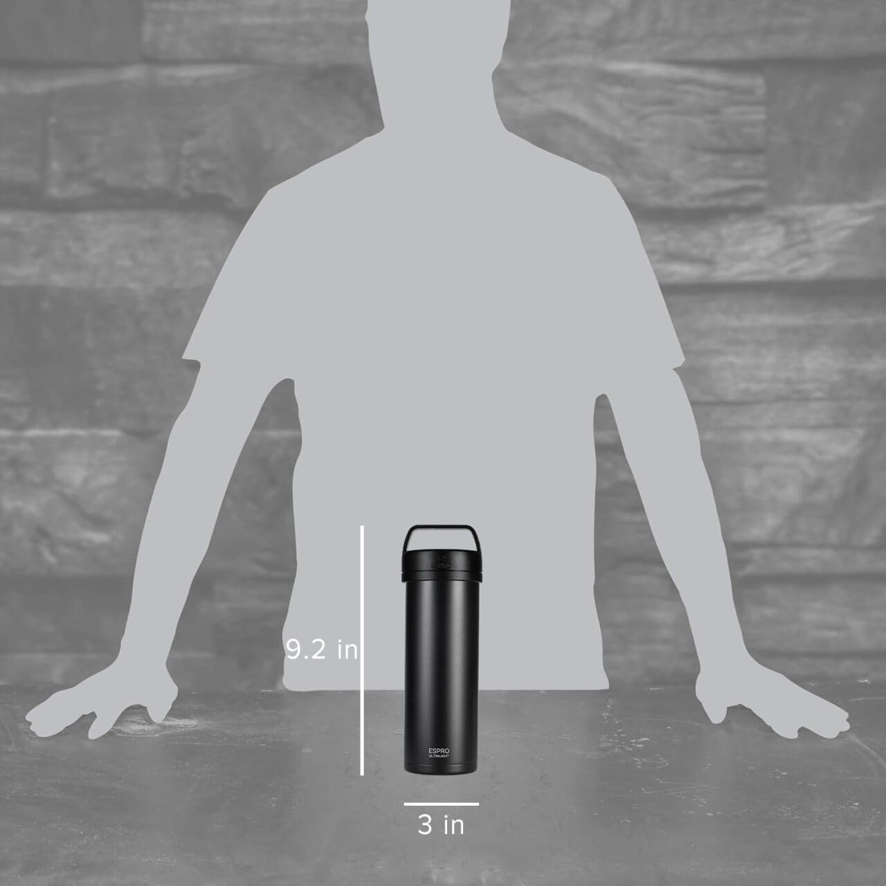 ESPRO P0 Ultralight French Press Coffee Maker for Travel, Vacuum Insulated Stainless Steel, 16 Ounces, Matte Meteorite Black