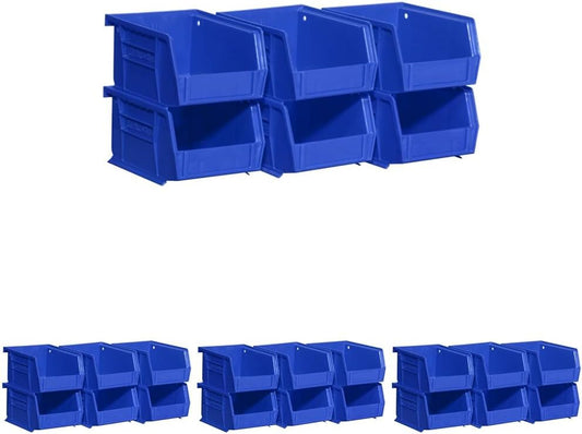 Akro-Mils 30210 AkroBins Plastic Storage Bins, Space-Saving Stackable Bins for Garage, Pantry, Craft Organization, 5" x 4" x 3", Blue,(Pack of 24)