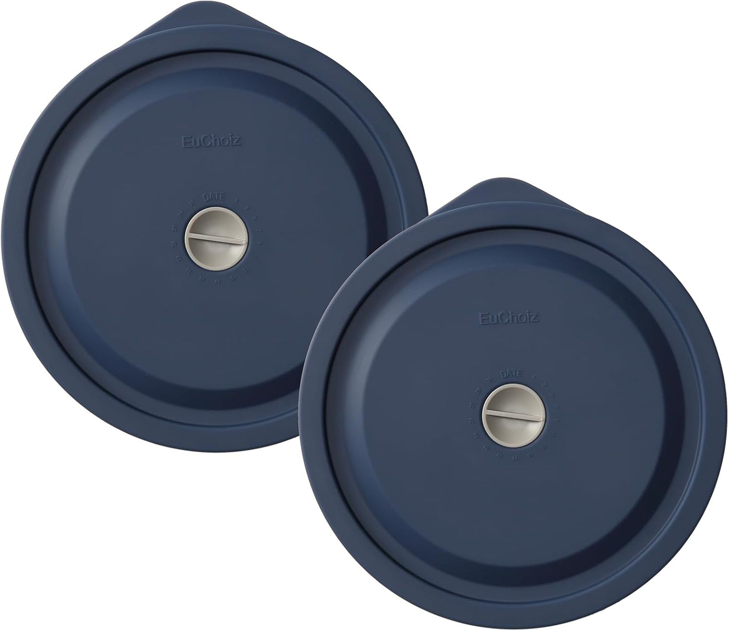 Replacement Lids for Pyrex 7402-PC 7 Cup, Silicone Round Storage Cover Lid for Anchor Hocking Glass Bowl 2 Pack with Date Mark Dark Blue