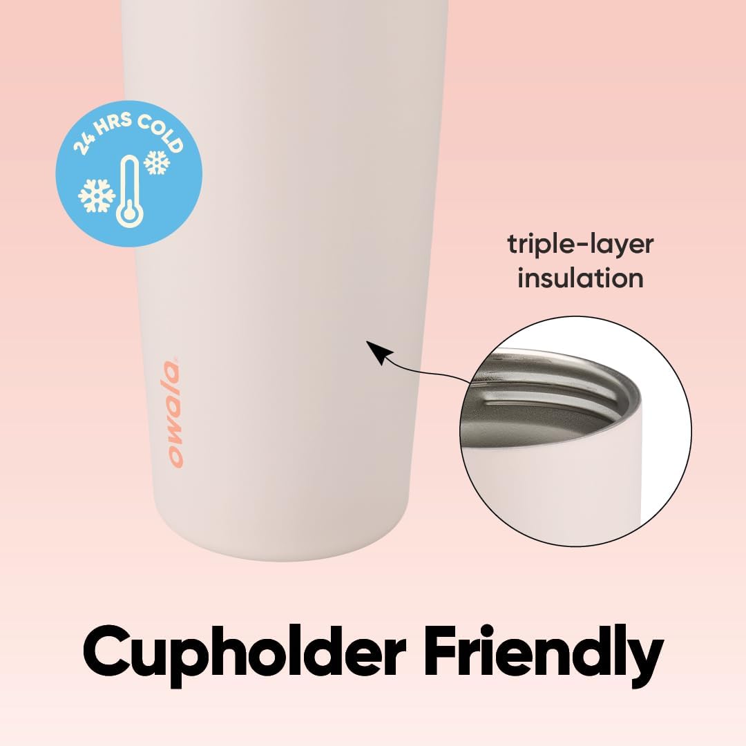 Owala FreeSip Sway Insulated Stainless Steel Water Bottle with Two-Way Spout, Built-In Straw and Bucket Handle, Made for Travel, School, and Sports, 30oz, BPA Free, Leak Proof, Sparkling Sherbet