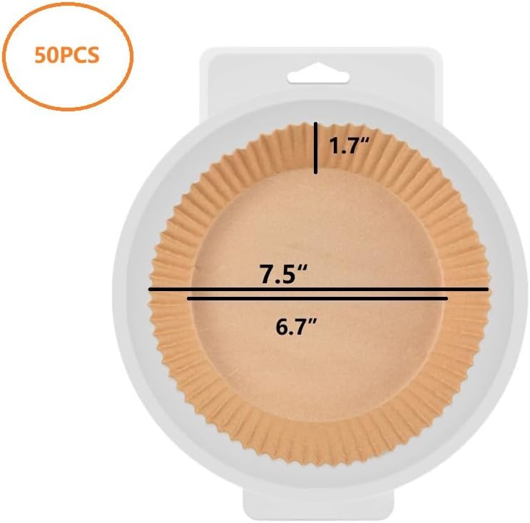 Air Fryer Parchment Paper Liners Disposable: 50 pcs Paper for Air Fryer Basket Round for Baking, Roasting,7.5 Inch Non-stick Food Grade Parchment Sheets Microwave Safe