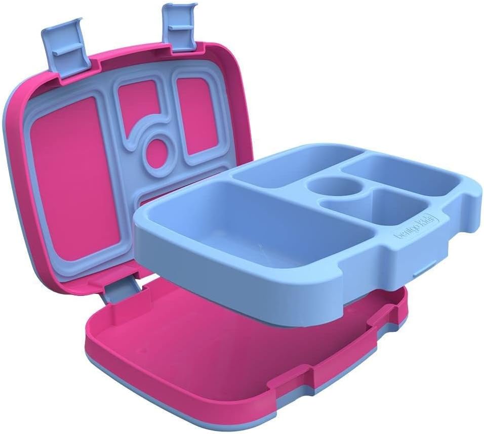 Bentgo Kids Prints Leak-Proof, 5-Compartment Bento-Style Kids Lunch Box - Ideal Portion Sizes for Ages 3-7, Durable, Drop-Proof, Dishwasher Safe, & PFAS & BPA-Free Materials (Rainbows & Butterflies)