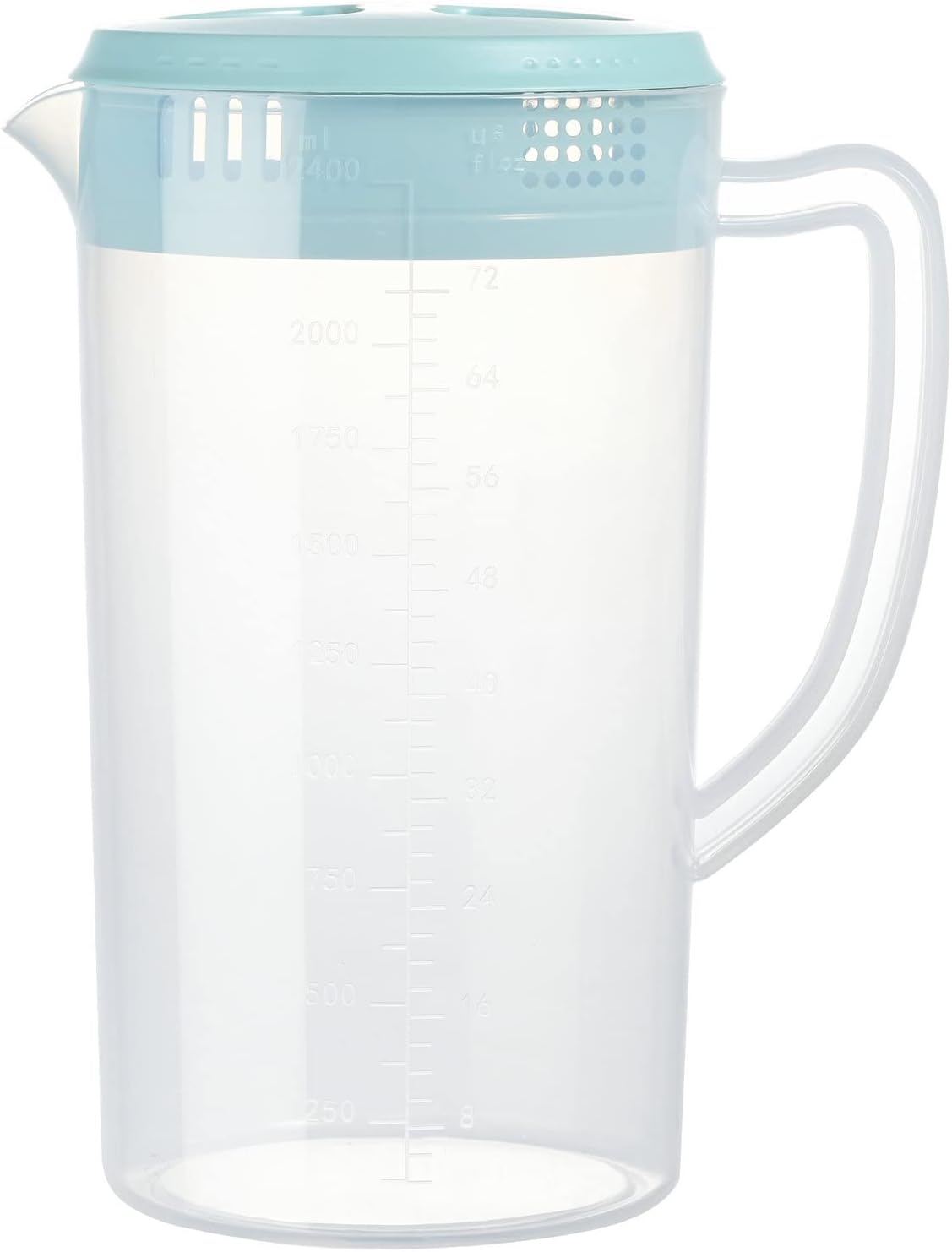 0.66 Gallon/2.5 Litre Plastic Pitcher with Lid BPA-FREE Eco-Friendly Carafes Mix Drinks Water Jug for Hot/Cold Lemonade Juice Beverage Jar Ice Tea Kettle (Blue, 81oz)