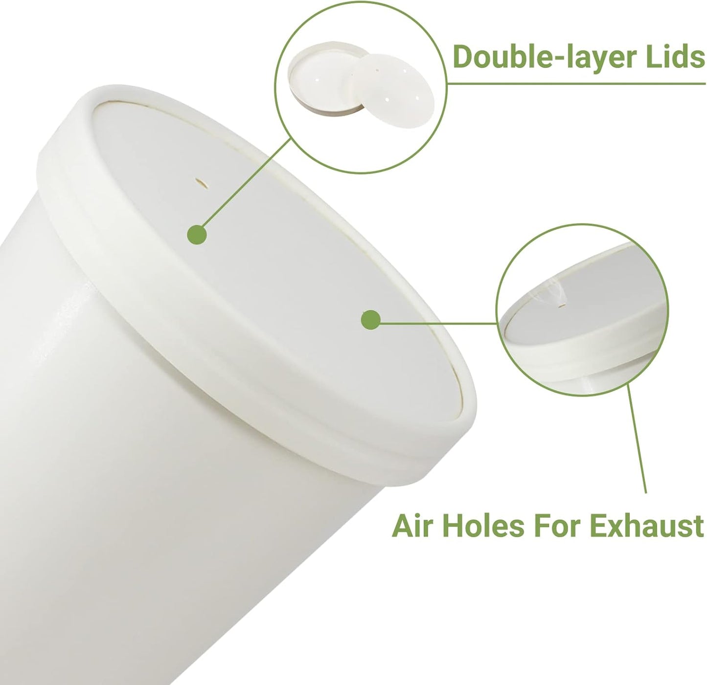 30 Sets 32 oz Paper Ice Cream Cups with Lids, Paper Food Containers With Vented Lids, To Go Hot Soup Bowls For Restaurants, Take Outs, or To-Go Lunch