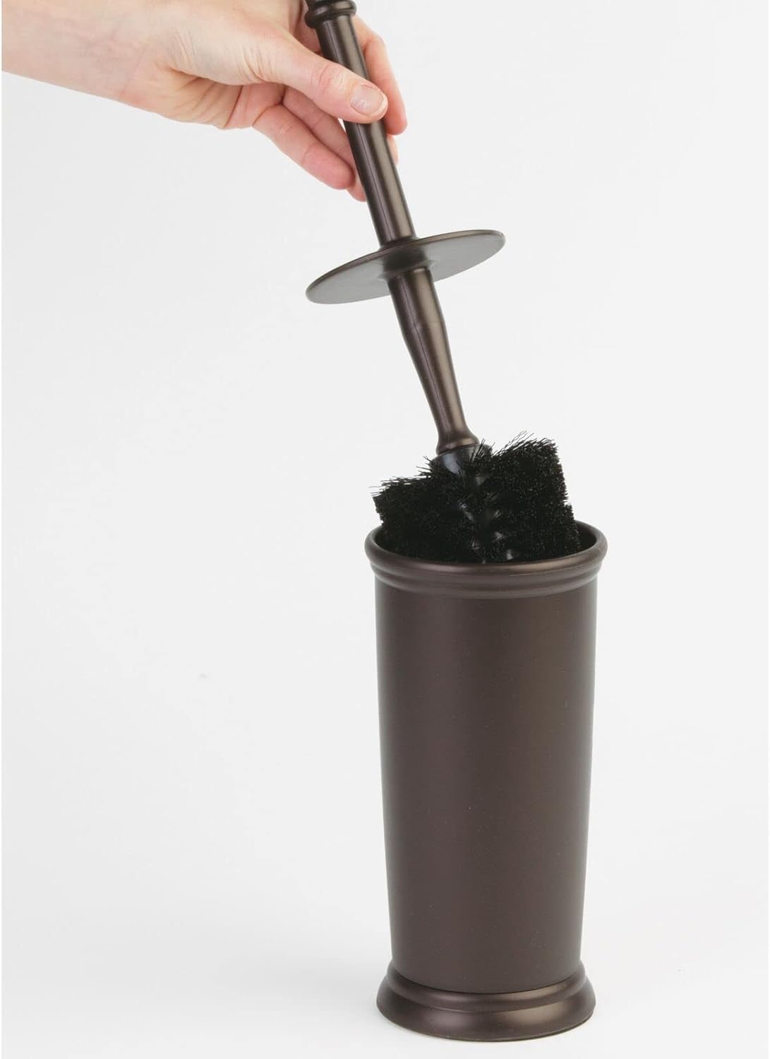 mDesign Metal Freestanding Slim Toilet Bowl Brush and Holder