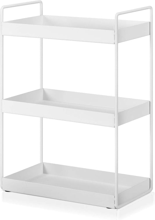 3-Tier Bathroom Countertop Organizer Vanity Tray Cosmetic & Makeup Storage Kitchen Spice Rack Standing Shelf, White
