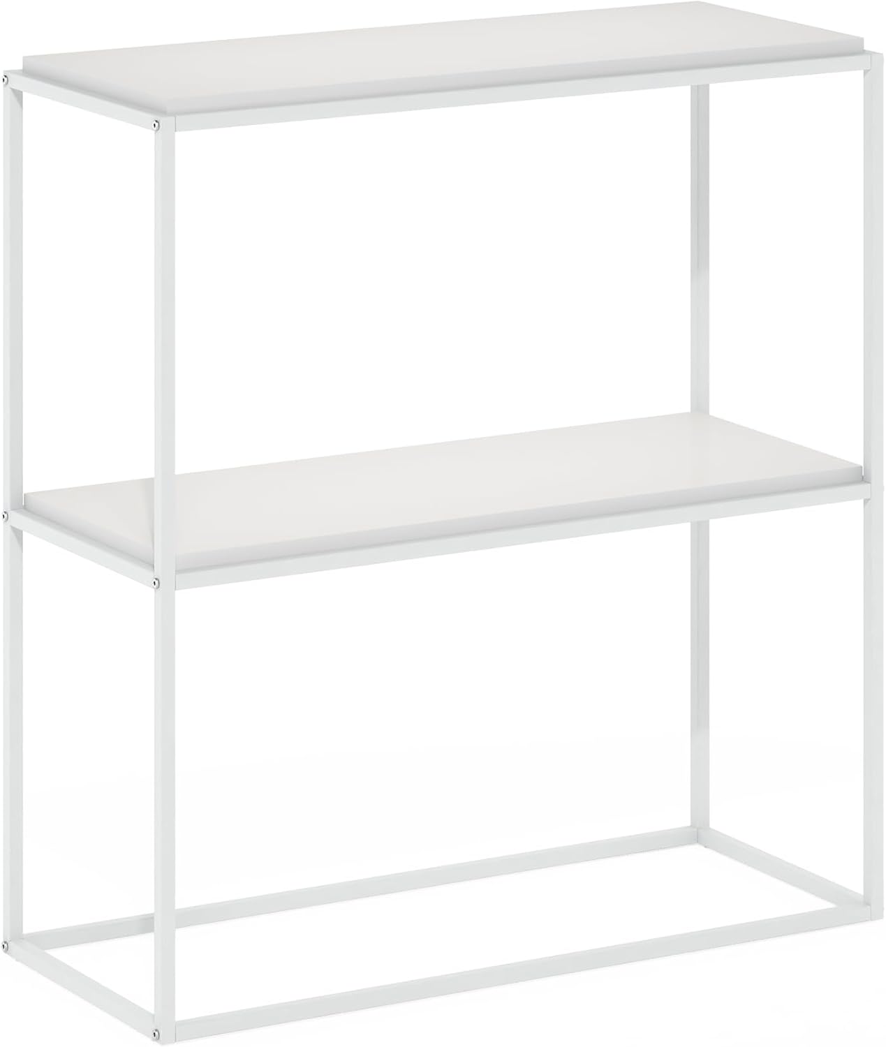 Furinno Moretti Modern Lifestyle Wide Stackable Shelf, 2-Tier, Solid White/White