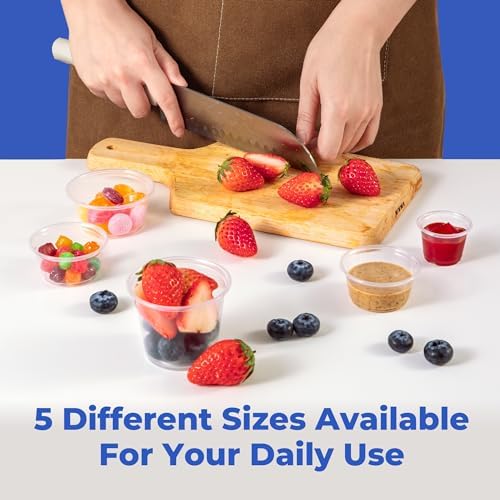 Fit Meal Prep 250 Pack 3.25 oz BPA Free Condiment Cups No Lids, Disposable Jello Shots Containers, Small Dipping Sauce Cups, Plastic Ramekins in Bulk, Stackable Souffle Cups for Sample, Portioning