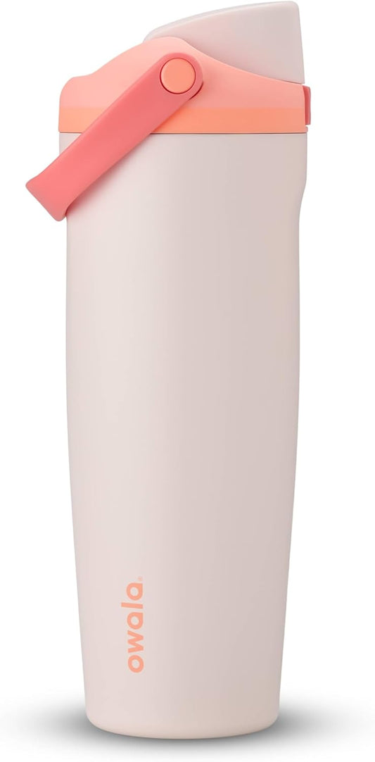 Owala FreeSip Sway Insulated Stainless Steel Water Bottle with Two-Way Spout, Built-In Straw and Bucket Handle, Made for Travel, School, and Sports, 30oz, BPA Free, Leak Proof, Sparkling Sherbet