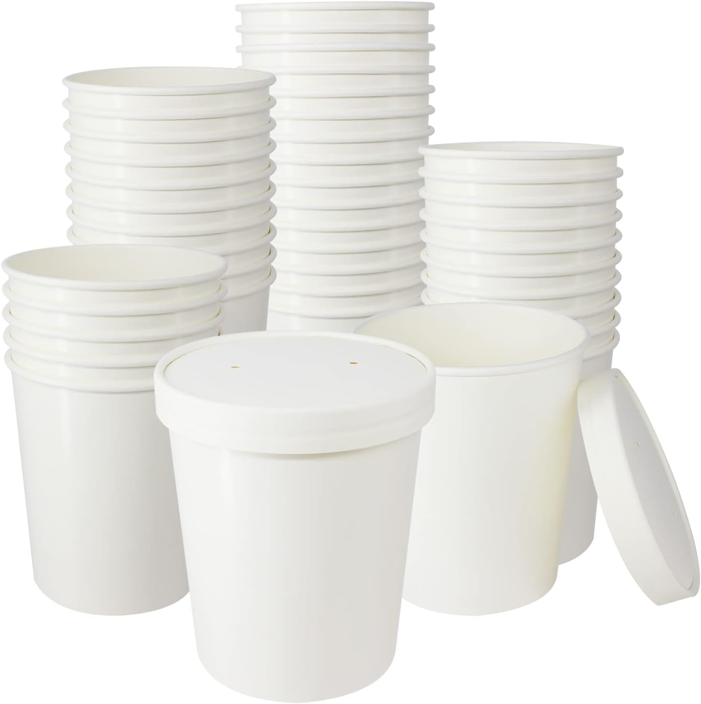 30 Sets 32 oz Paper Ice Cream Cups with Lids, Paper Food Containers With Vented Lids, To Go Hot Soup Bowls For Restaurants, Take Outs, or To-Go Lunch