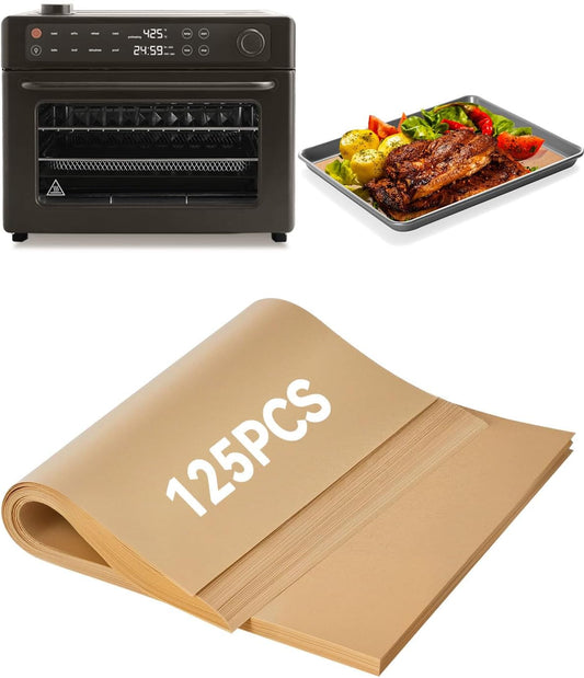125PCs Air Fryer Parchment Paper Liners Compatible with Our Place Wonder Oven Pro 8-in-1 Digital Countertop Oven 32Qt, Precut Disposable Non Stick Baking Sheets for Easy Cleanup Oven Safe Up to 450°F