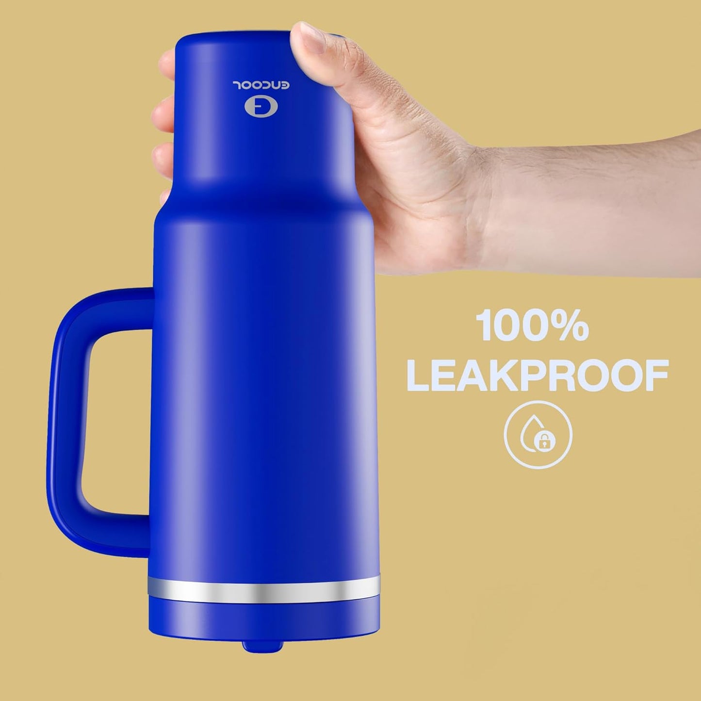 40 oz Tumbler with Handle and Straw: Stainless Steel Insulated Tumbler Keeps Cold for 24 Hours, Leakproof Travel Cup Fits in Cup Holder and BPA-Free,Royal Blue