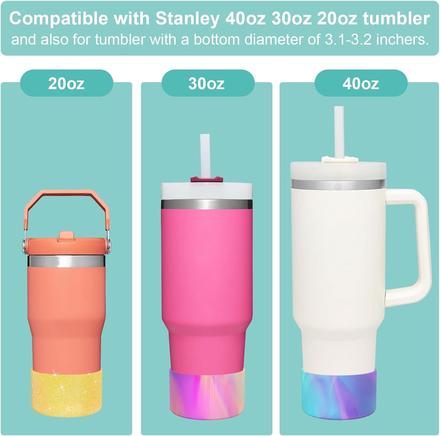 Upgrade 2PCS Protective Silicone Boot Bumper for Stanley Quencher Adventure 40oz 30oz 20oz Tumbler, Water Bottle Bottom Sleeve Cover Accessories for Stanley Mug Cup(Camouflage Pink)