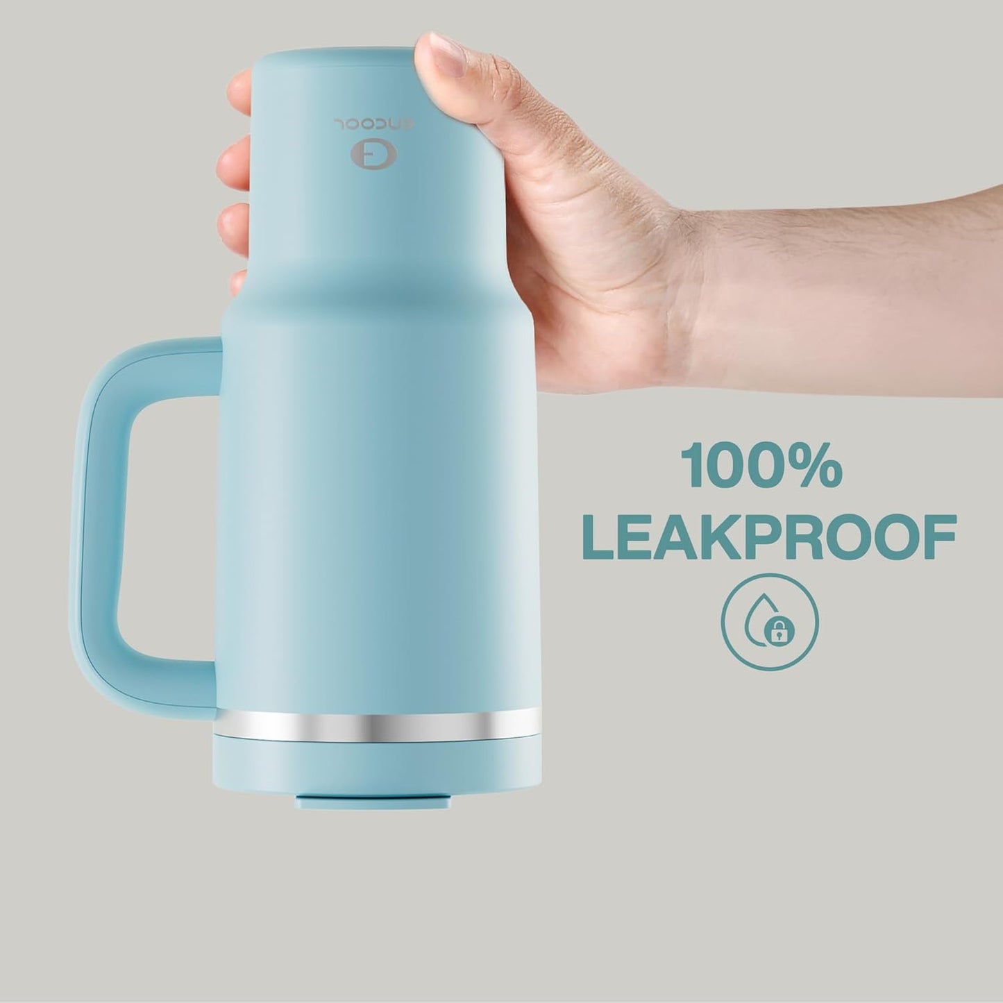 ENCOOL 32 oz Tumbler with Handle and Straw: Stainless Steel Insulated Tumbler Keeps Cold for 24 Hours, Leakproof Travel Cup Fits in Cup Holder and BPA-Free,Pewter Blue