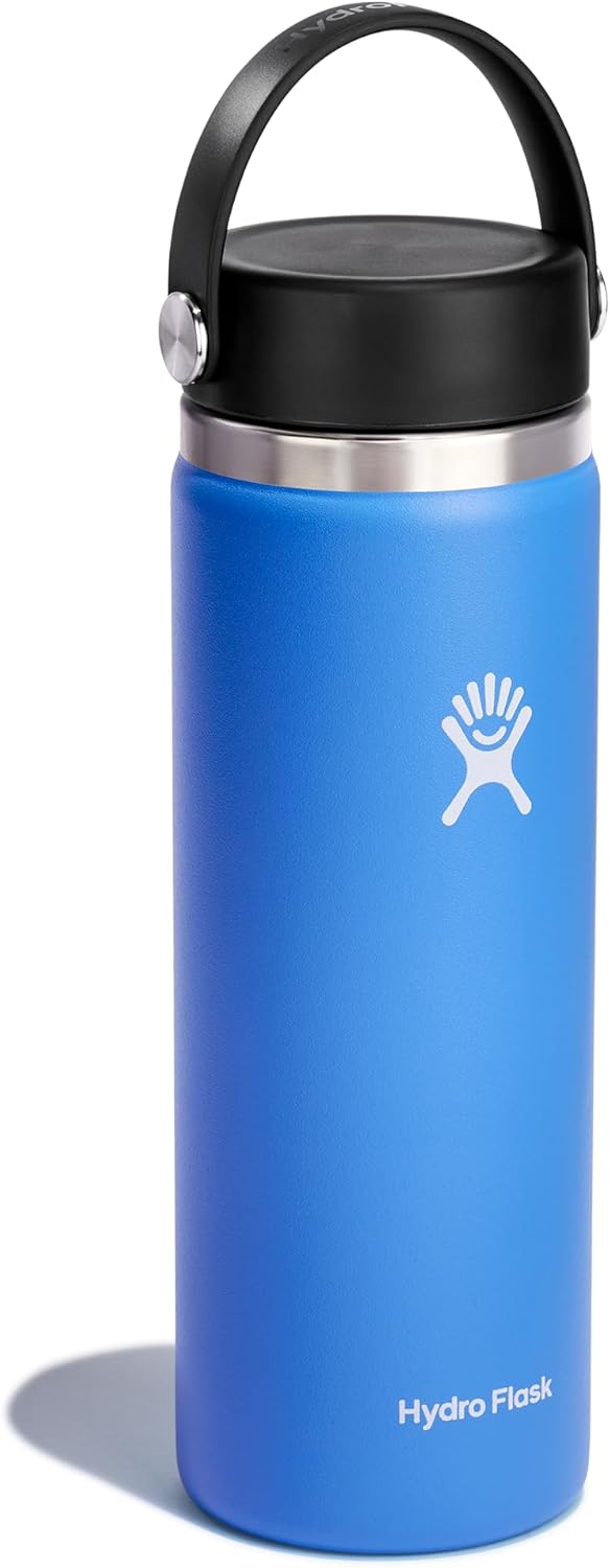 Hydro Flask Water Bottle - Insulated Stainless Steel - Wide Mouth Flex Lid, Non Spill, Leakproof and Refillable in 20 Oz