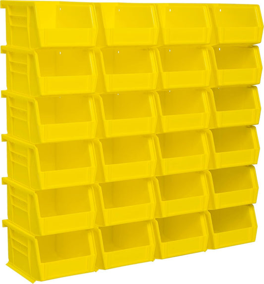 Akro-Mils 30210 AkroBins Plastic Storage Bins, Space-Saving Stackable Bins for Garage, Pantry, Craft Organization, 5-" x 4-" x 3-", Yellow, 24-Pack