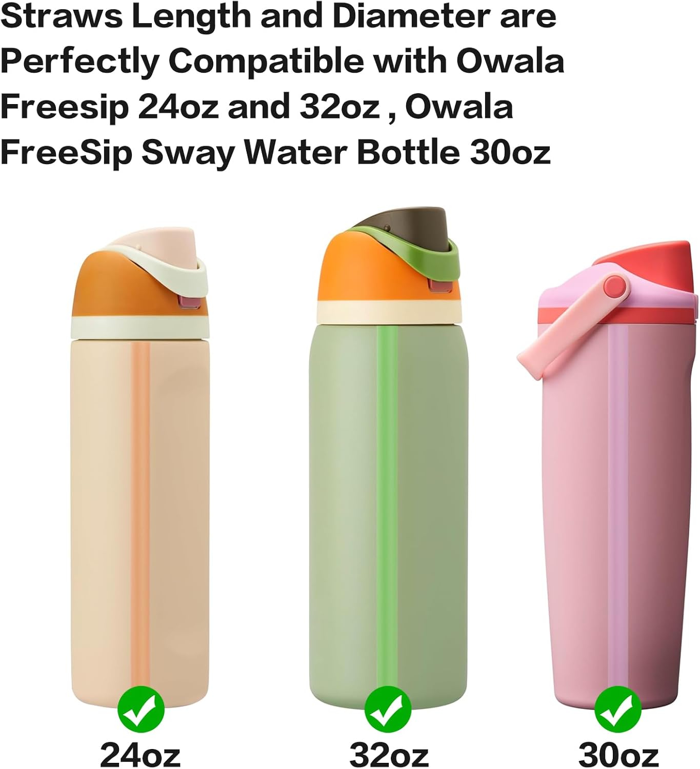 Straws Replacement Compatible with Owala Freepsip 24oz,32oz Water Bottle,Replacement Parts For Owala Free Sip Sway 30 oz,Include 6 BPA-FREE Straws and 1 Cleaning Brush,Yellow