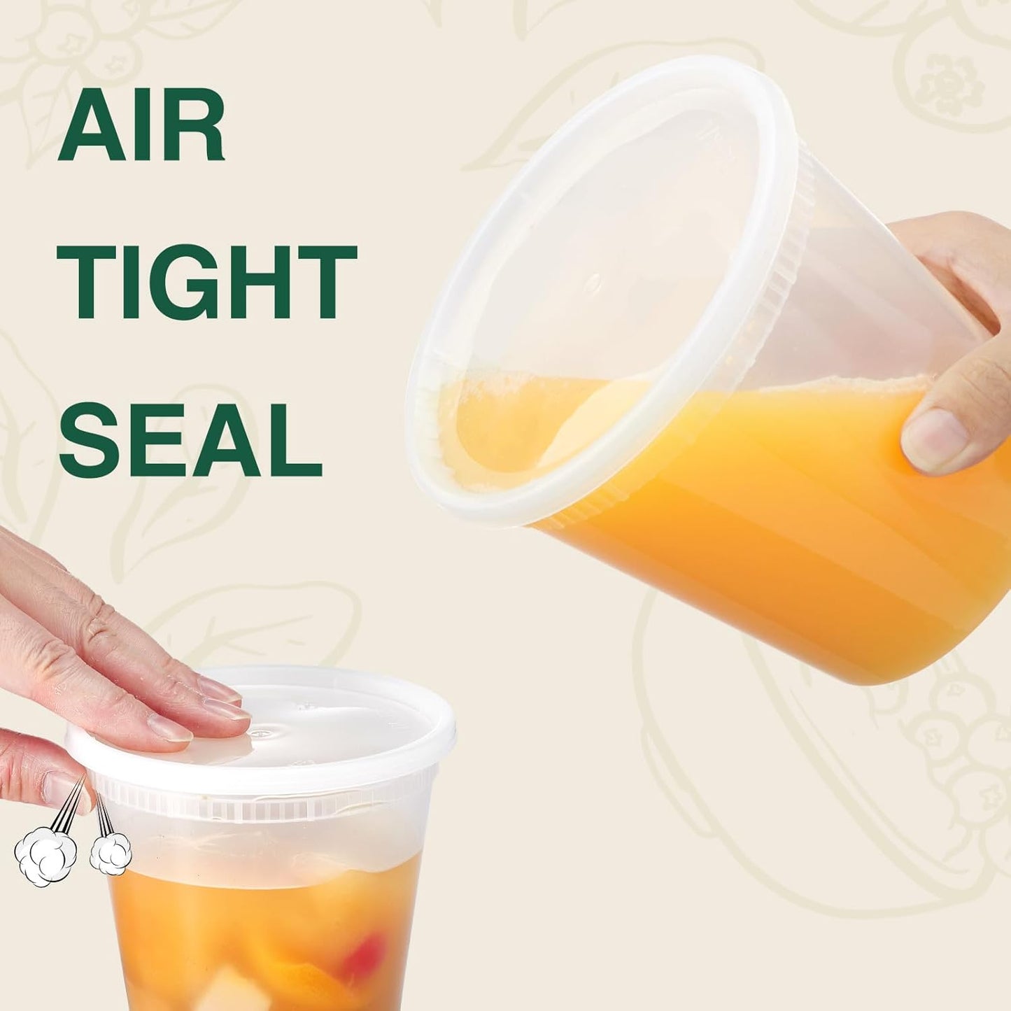 [8 oz. -24 Pack] Glotoch 1 Cup Soup Containers with Lids, Eco-Friendly Plastic Take Out Bowls, Microwave, Freezer & Dishwasher Safe, BPA-Free